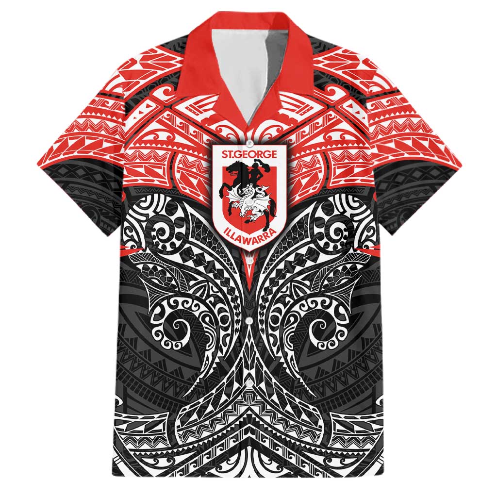 Personalized St. George Illawarra Dragons Family Matching Tank Maxi Dress and Hawaiian Shirt Polynesian Tribal Pattern Style