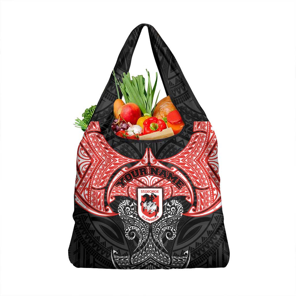 Personalized St. George Illawarra Dragons Grocery Bag Polynesian Tribal Pattern Style