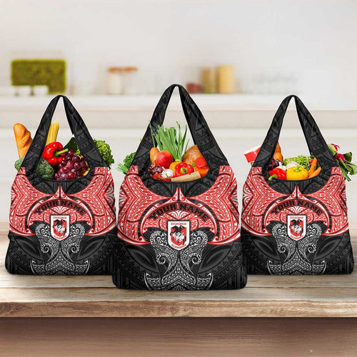 Personalized St. George Illawarra Dragons Grocery Bag Polynesian Tribal Pattern Style