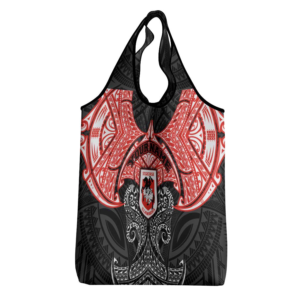 Personalized St. George Illawarra Dragons Grocery Bag Polynesian Tribal Pattern Style