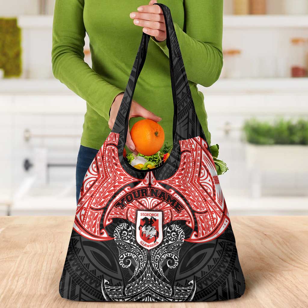 Personalized St. George Illawarra Dragons Grocery Bag Polynesian Tribal Pattern Style