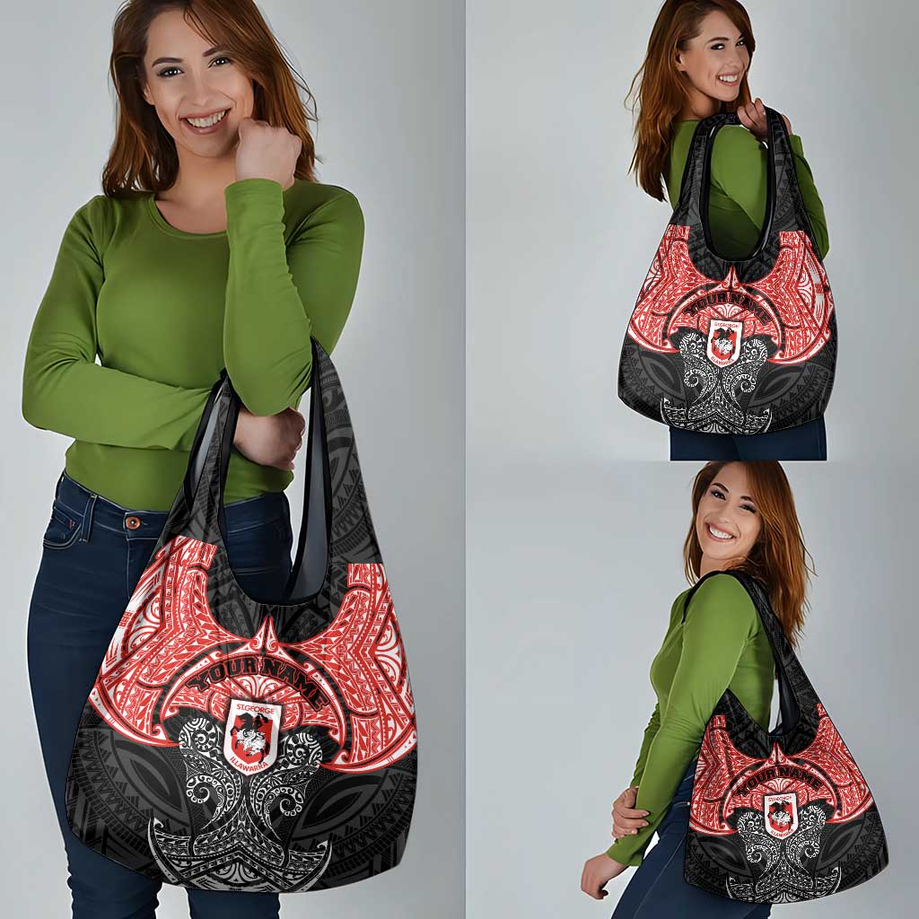 Personalized St. George Illawarra Dragons Grocery Bag Polynesian Tribal Pattern Style