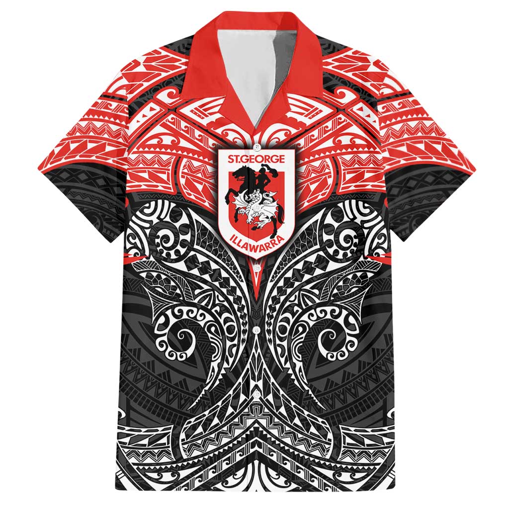 Personalized St. George Illawarra Dragons Hawaiian Shirt Polynesian Tribal Pattern Style
