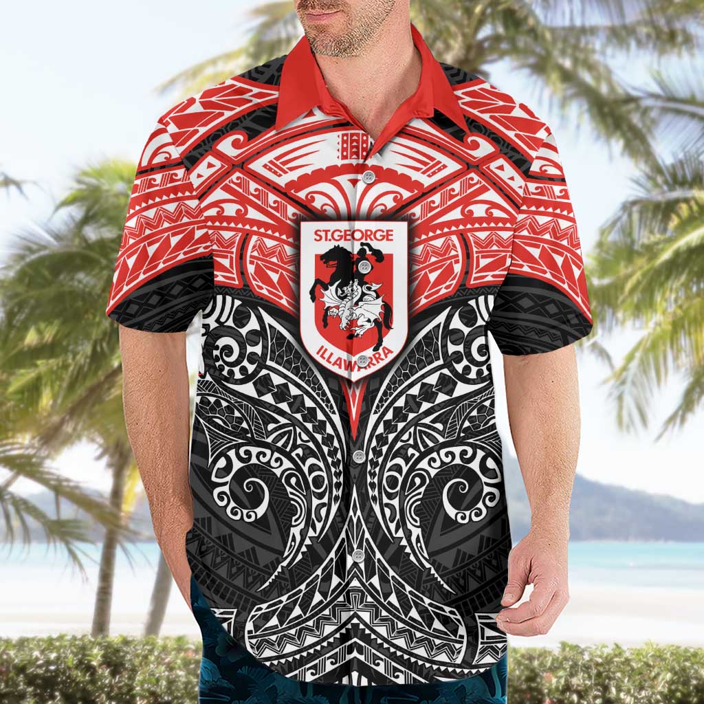 Personalized St. George Illawarra Dragons Hawaiian Shirt Polynesian Tribal Pattern Style