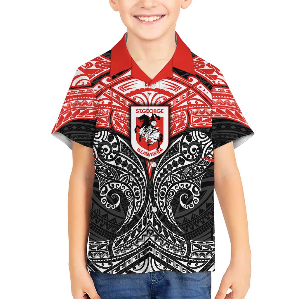 Personalized St. George Illawarra Dragons Hawaiian Shirt Polynesian Tribal Pattern Style