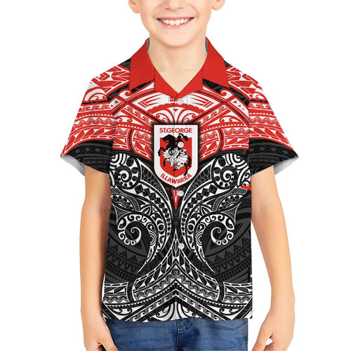 Personalized St. George Illawarra Dragons Hawaiian Shirt Polynesian Tribal Pattern Style