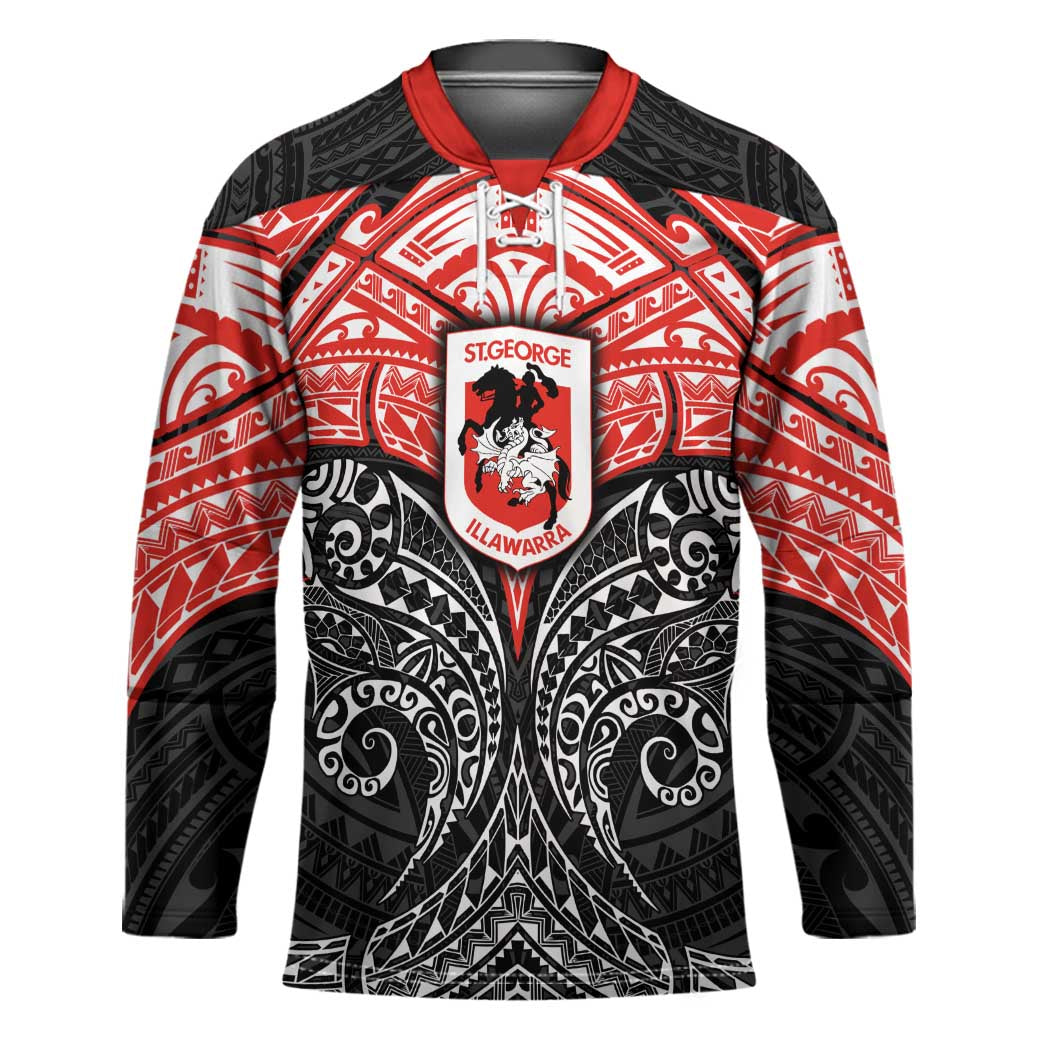 Personalized St. George Illawarra Dragons Hockey Jersey Polynesian Tribal Pattern Style