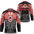 Personalized St. George Illawarra Dragons Hockey Jersey Polynesian Tribal Pattern Style
