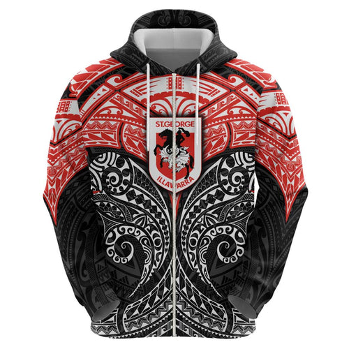 Personalized St. George Illawarra Dragons Hoodie Polynesian Tribal Pattern Style