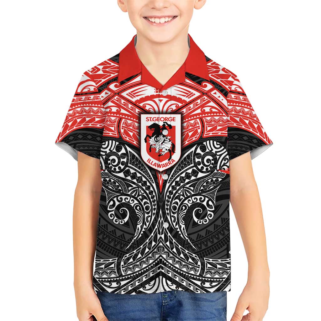 Personalized St. George Illawarra Dragons Kid Hawaiian Shirt Polynesian Tribal Pattern Style