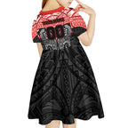 Personalized St. George Illawarra Dragons Kid Short Sleeve Dress Polynesian Tribal Pattern Style