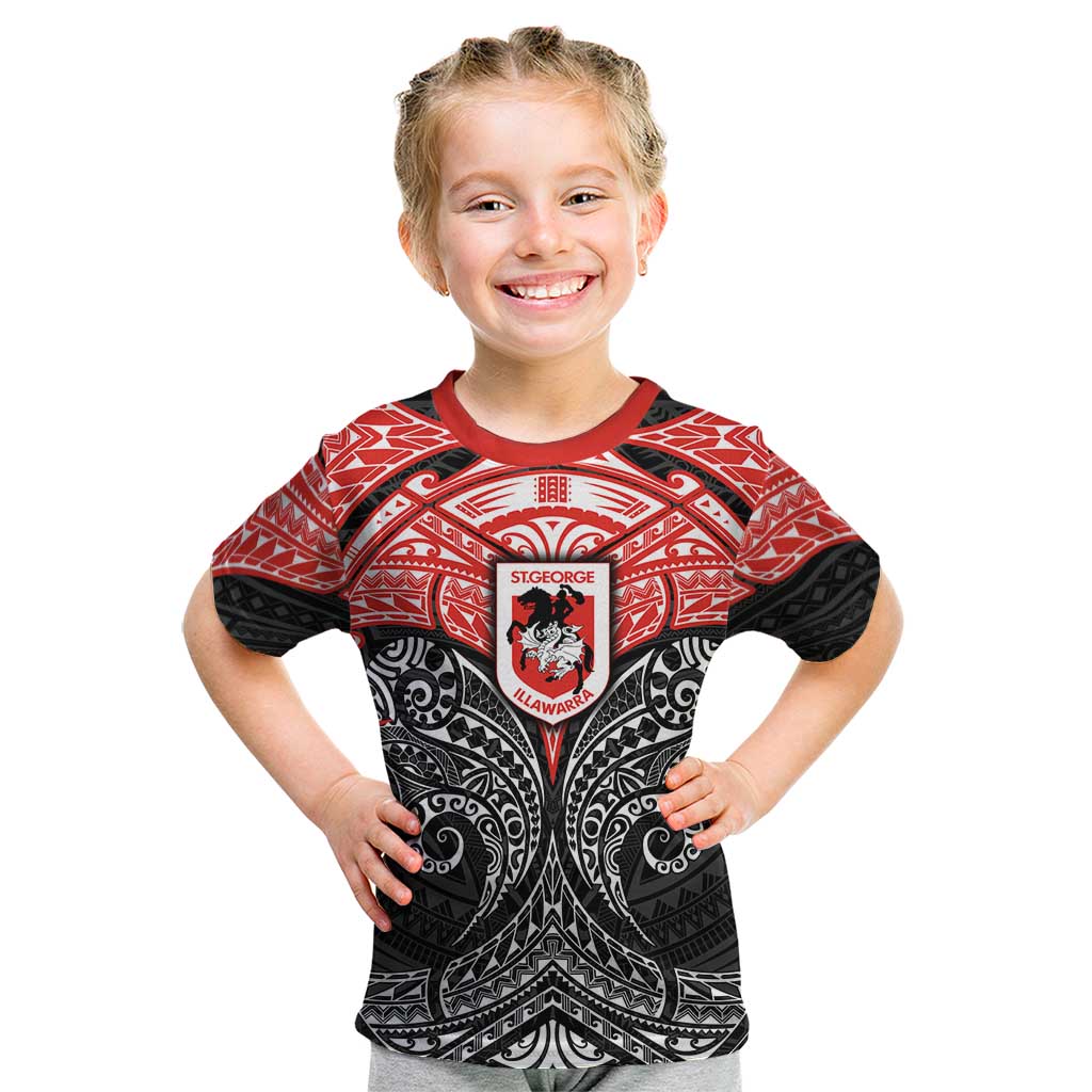 Personalized St. George Illawarra Dragons Kid T Shirt Polynesian Tribal Pattern Style