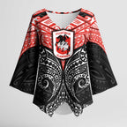 Personalized St. George Illawarra Dragons Kimono Sleeve Blouse Polynesian Tribal Pattern Style