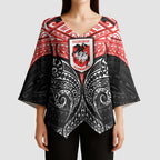 Personalized St. George Illawarra Dragons Kimono Sleeve Blouse Polynesian Tribal Pattern Style
