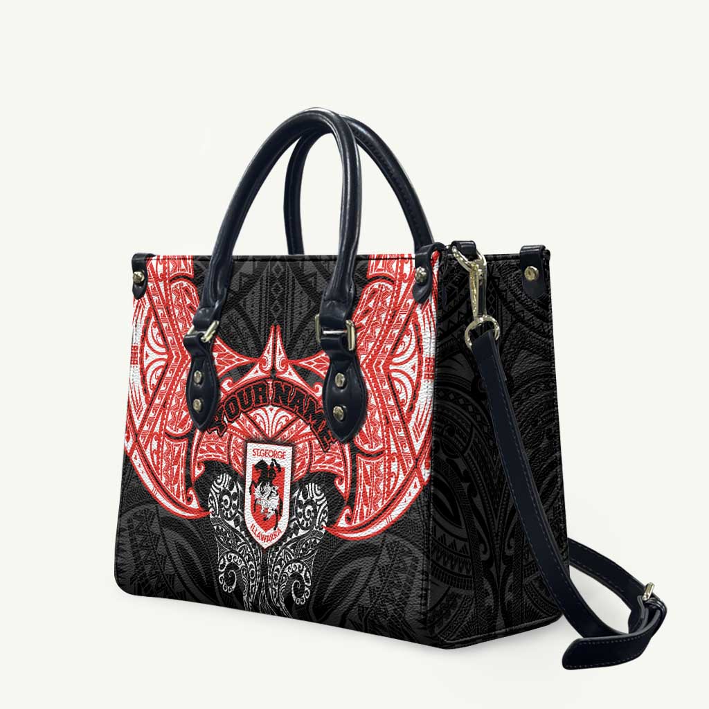 Personalized St. George Illawarra Dragons Leather Bag Polynesian Tribal Pattern Style