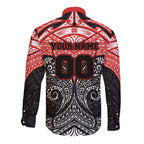 Personalized St. George Illawarra Dragons Long Sleeve Button Shirt Polynesian Tribal Pattern Style