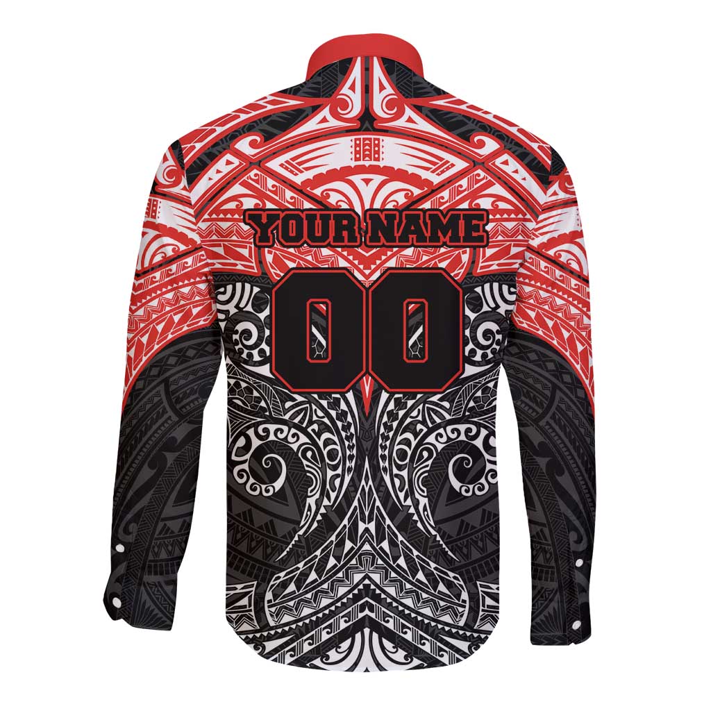 Personalized St. George Illawarra Dragons Long Sleeve Button Shirt Polynesian Tribal Pattern Style