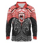 Personalized St. George Illawarra Dragons Long Sleeve Polo Shirt Polynesian Tribal Pattern Style