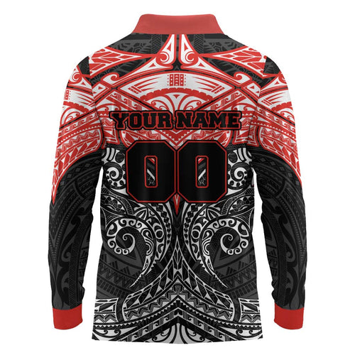 Personalized St. George Illawarra Dragons Long Sleeve Polo Shirt Polynesian Tribal Pattern Style