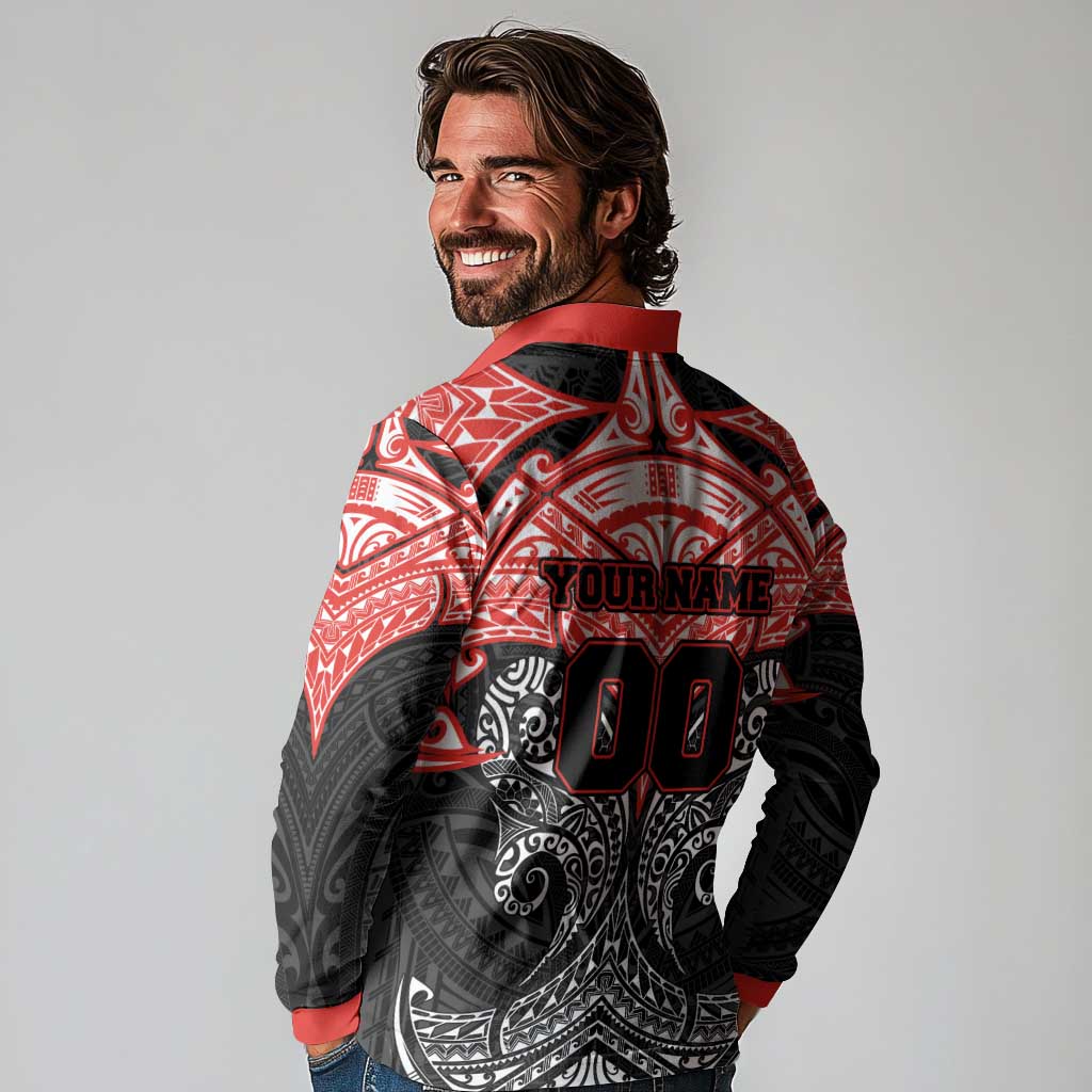 Personalized St. George Illawarra Dragons Long Sleeve Polo Shirt Polynesian Tribal Pattern Style