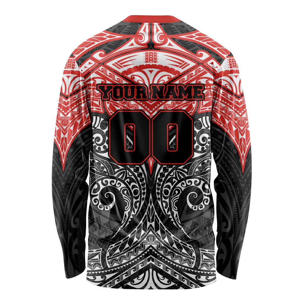 Personalized St. George Illawarra Dragons Long Sleeve Shirt Polynesian Tribal Pattern Style