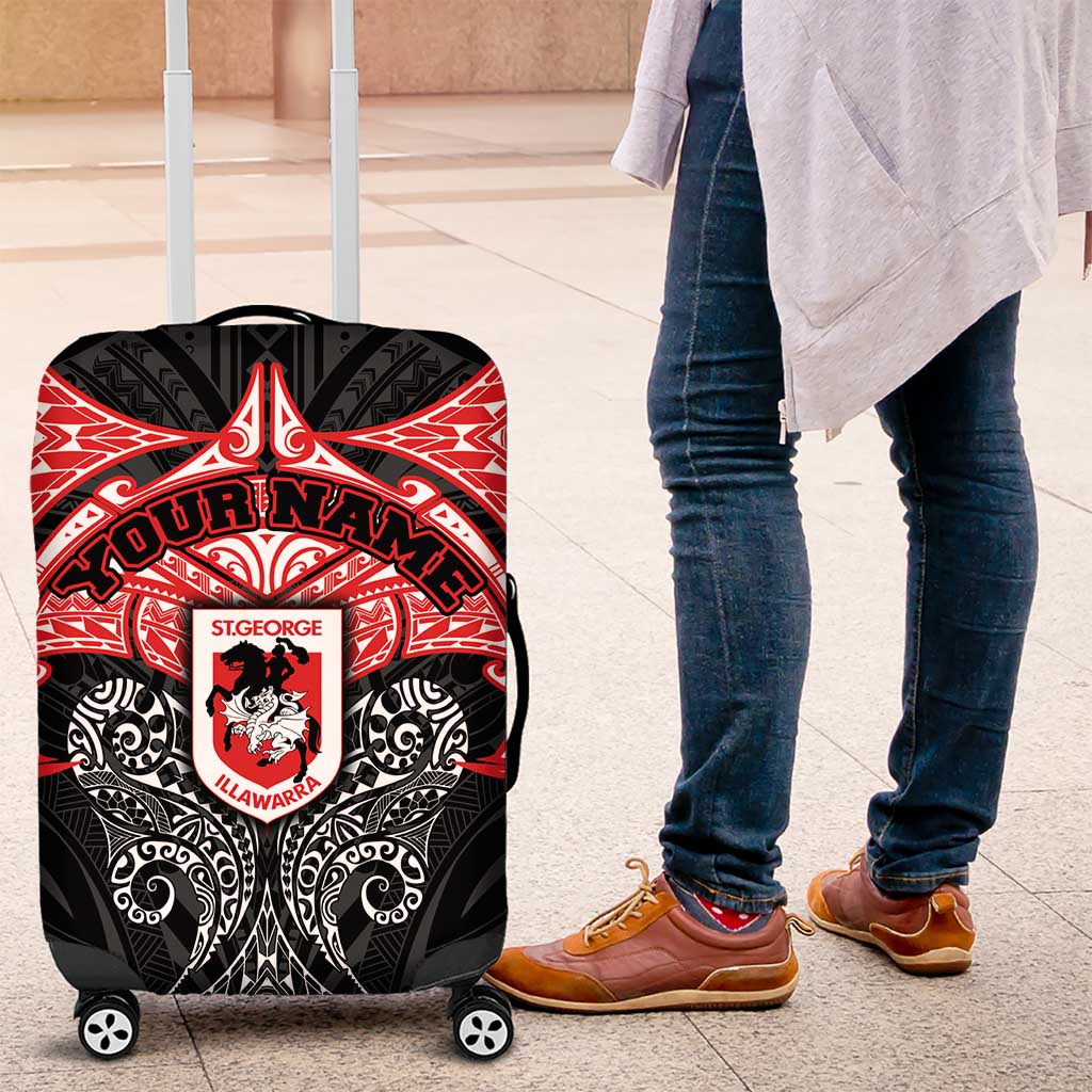 Personalized St. George Illawarra Dragons Luggage Cover Polynesian Tribal Pattern Style