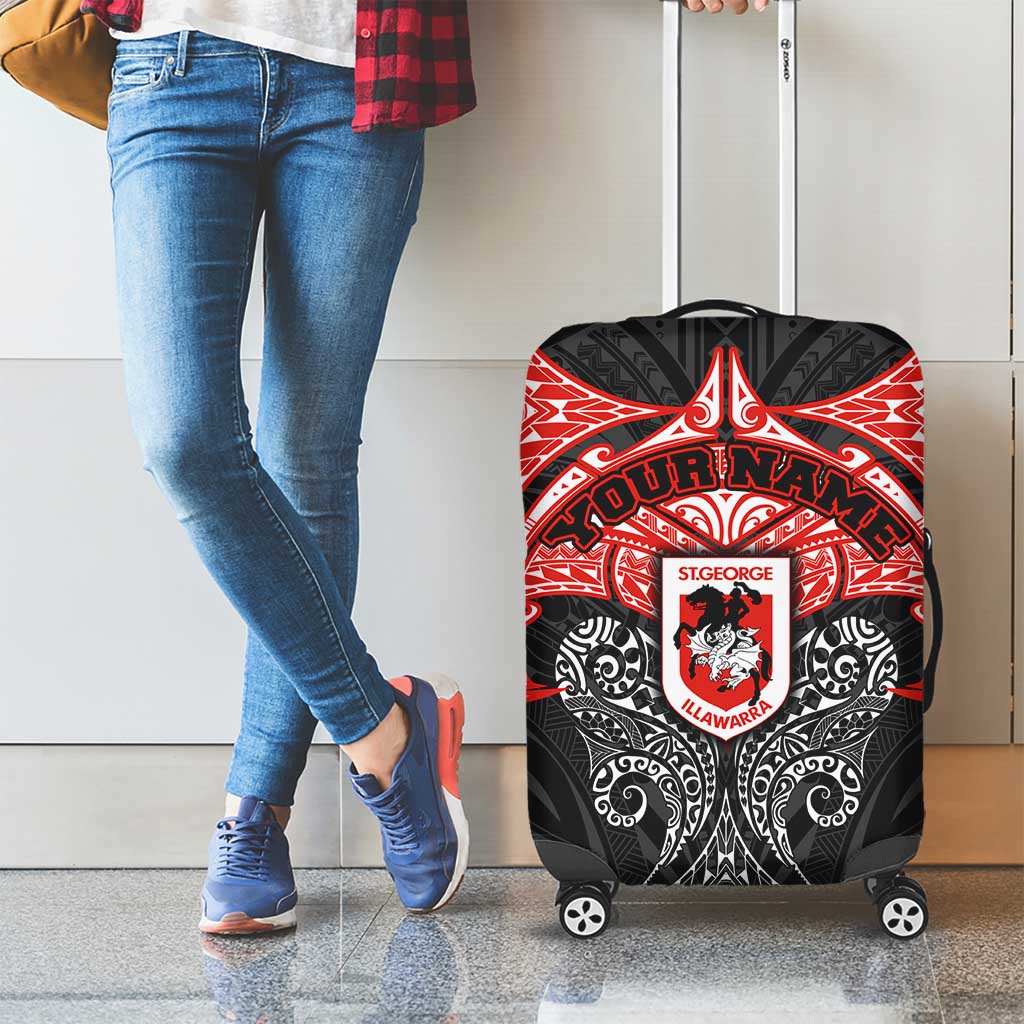 Personalized St. George Illawarra Dragons Luggage Cover Polynesian Tribal Pattern Style