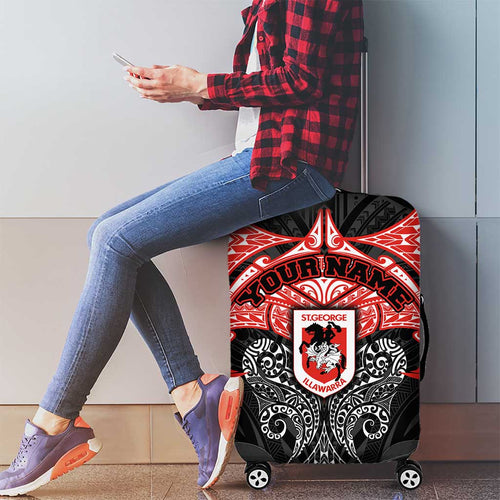 Personalized St. George Illawarra Dragons Luggage Cover Polynesian Tribal Pattern Style