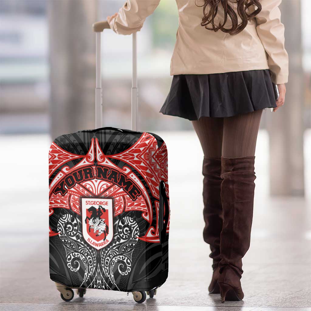 Personalized St. George Illawarra Dragons Luggage Cover Polynesian Tribal Pattern Style