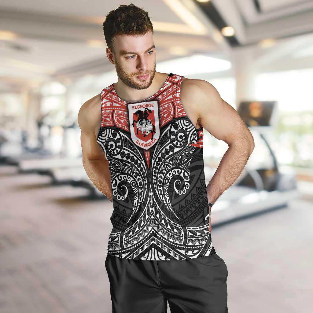 Personalized St. George Illawarra Dragons Men Tank Top Polynesian Tribal Pattern Style