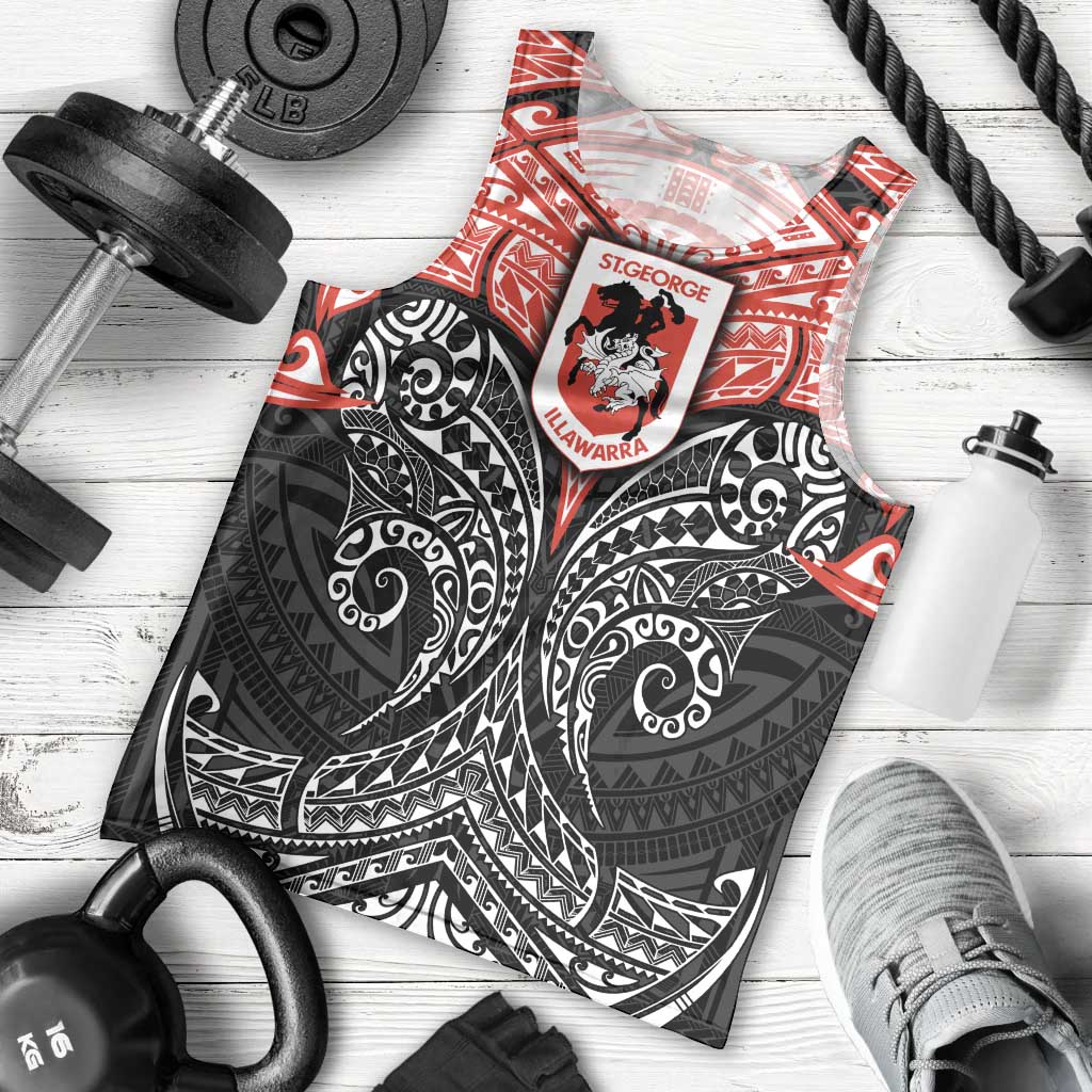 Personalized St. George Illawarra Dragons Men Tank Top Polynesian Tribal Pattern Style