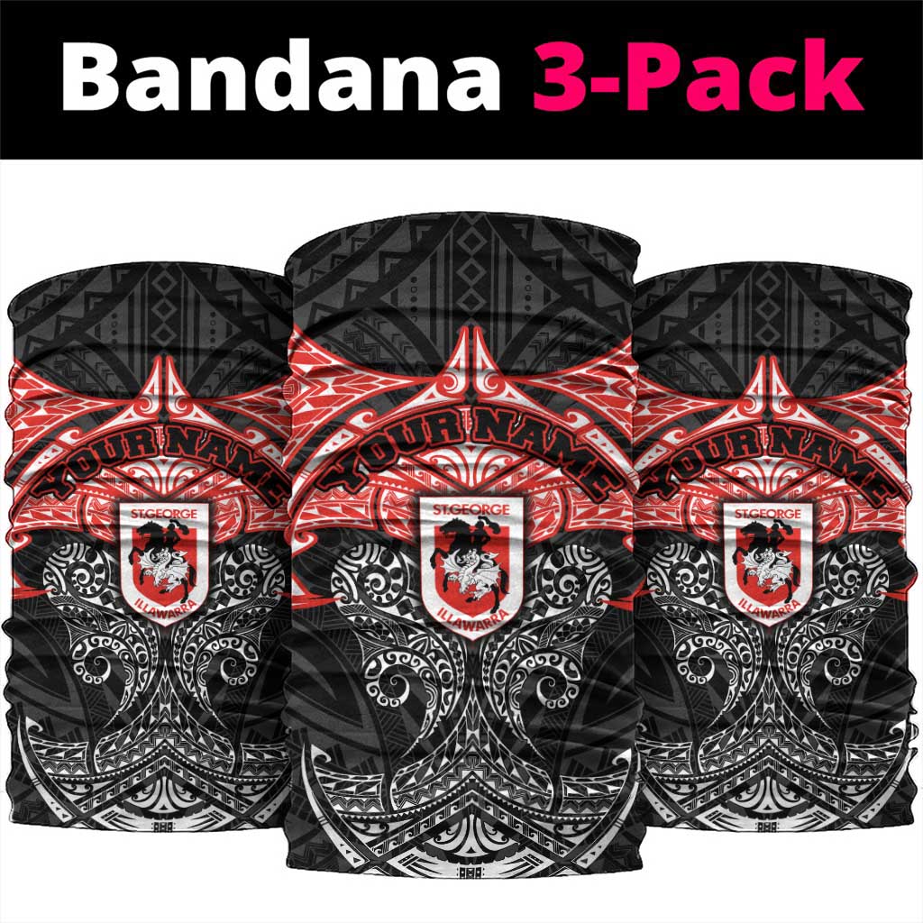 Personalized St. George Illawarra Dragons Neck Gaiter Polynesian Tribal Pattern Style