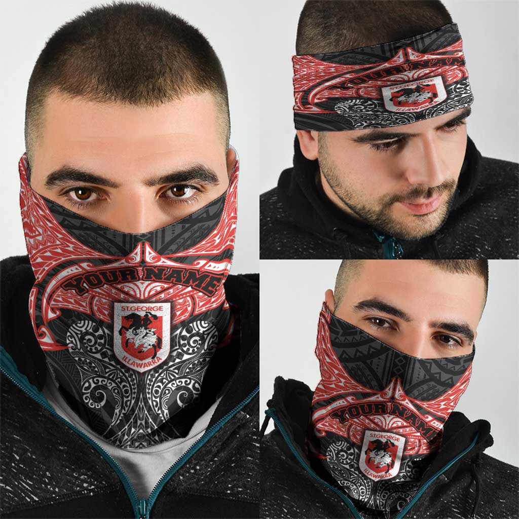 Personalized St. George Illawarra Dragons Neck Gaiter Polynesian Tribal Pattern Style
