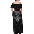 Personalized St. George Illawarra Dragons Off Shoulder Maxi Dress Polynesian Tribal Pattern Style