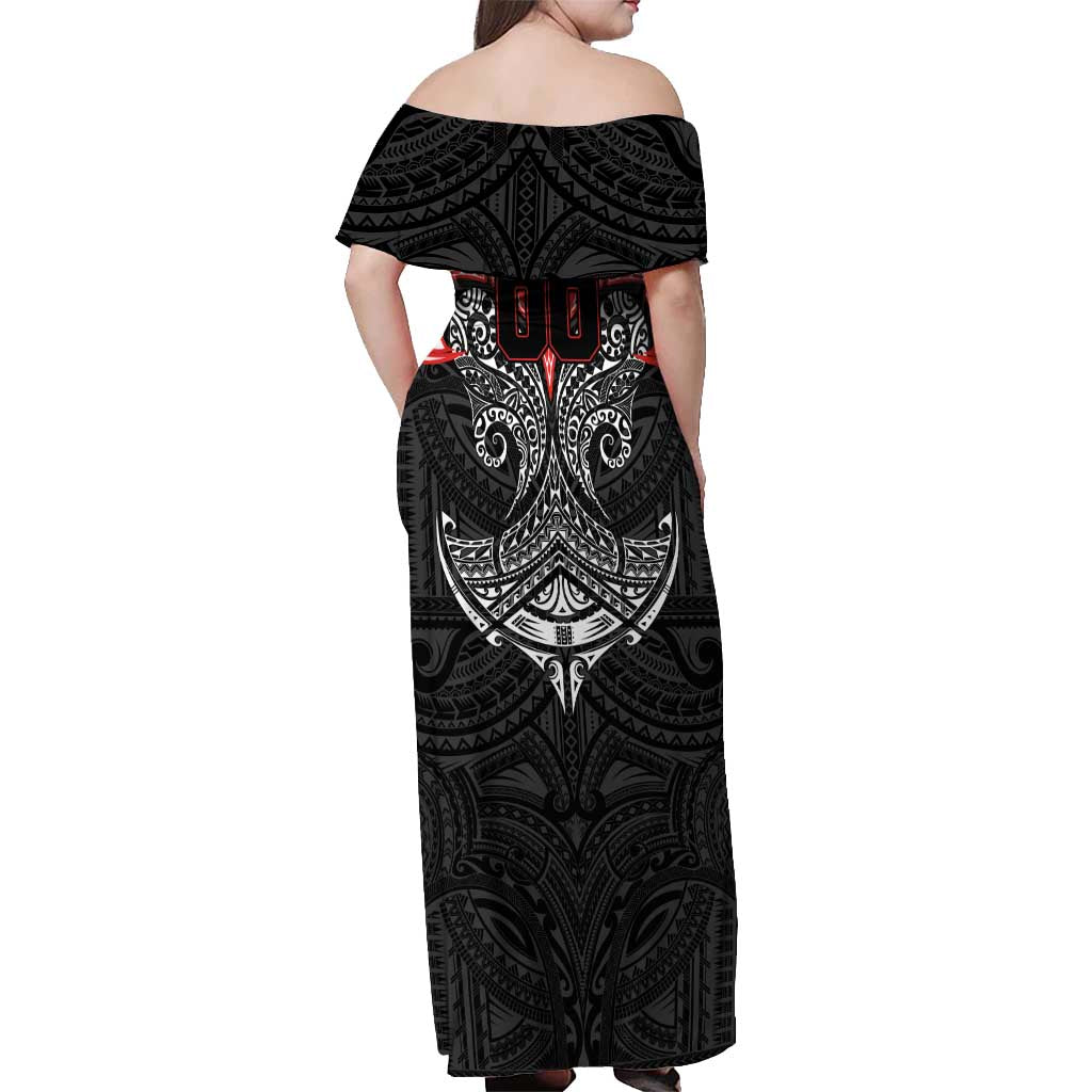 Personalized St. George Illawarra Dragons Off Shoulder Maxi Dress Polynesian Tribal Pattern Style
