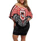 Personalized St. George Illawarra Dragons Off Shoulder Short Dress Polynesian Tribal Pattern Style