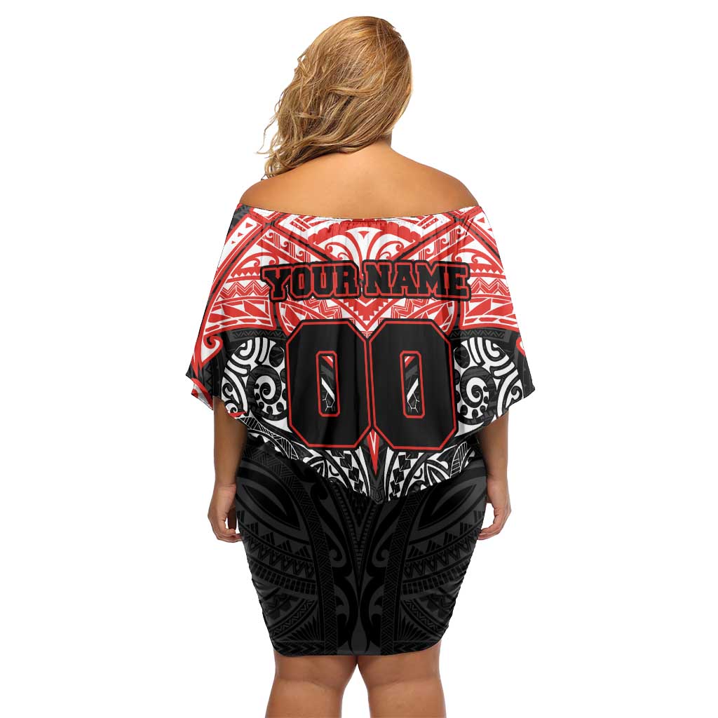Personalized St. George Illawarra Dragons Off Shoulder Short Dress Polynesian Tribal Pattern Style