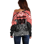 Personalized St. George Illawarra Dragons Off Shoulder Sweater Polynesian Tribal Pattern Style
