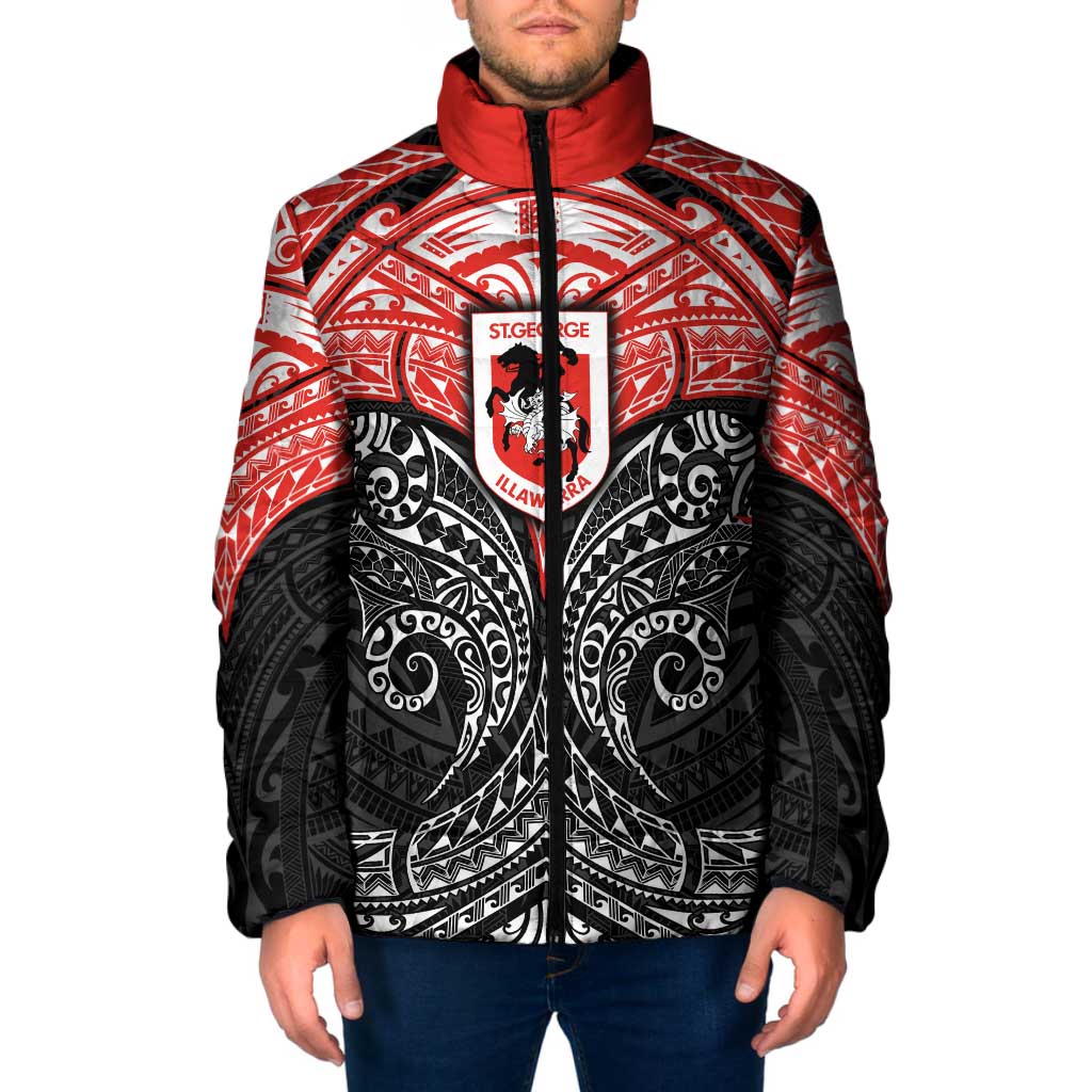 Personalized St. George Illawarra Dragons Padded Jacket Polynesian Tribal Pattern Style