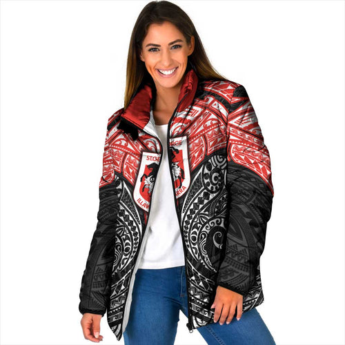 Personalized St. George Illawarra Dragons Padded Jacket Polynesian Tribal Pattern Style
