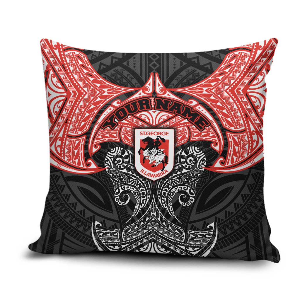 Personalized St. George Illawarra Dragons Pillow Cover Polynesian Tribal Pattern Style