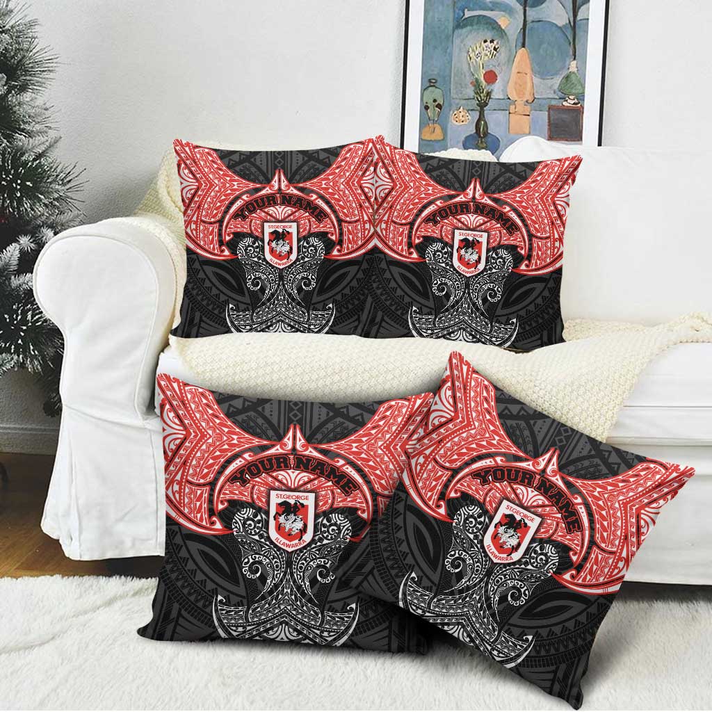 Personalized St. George Illawarra Dragons Pillow Cover Polynesian Tribal Pattern Style