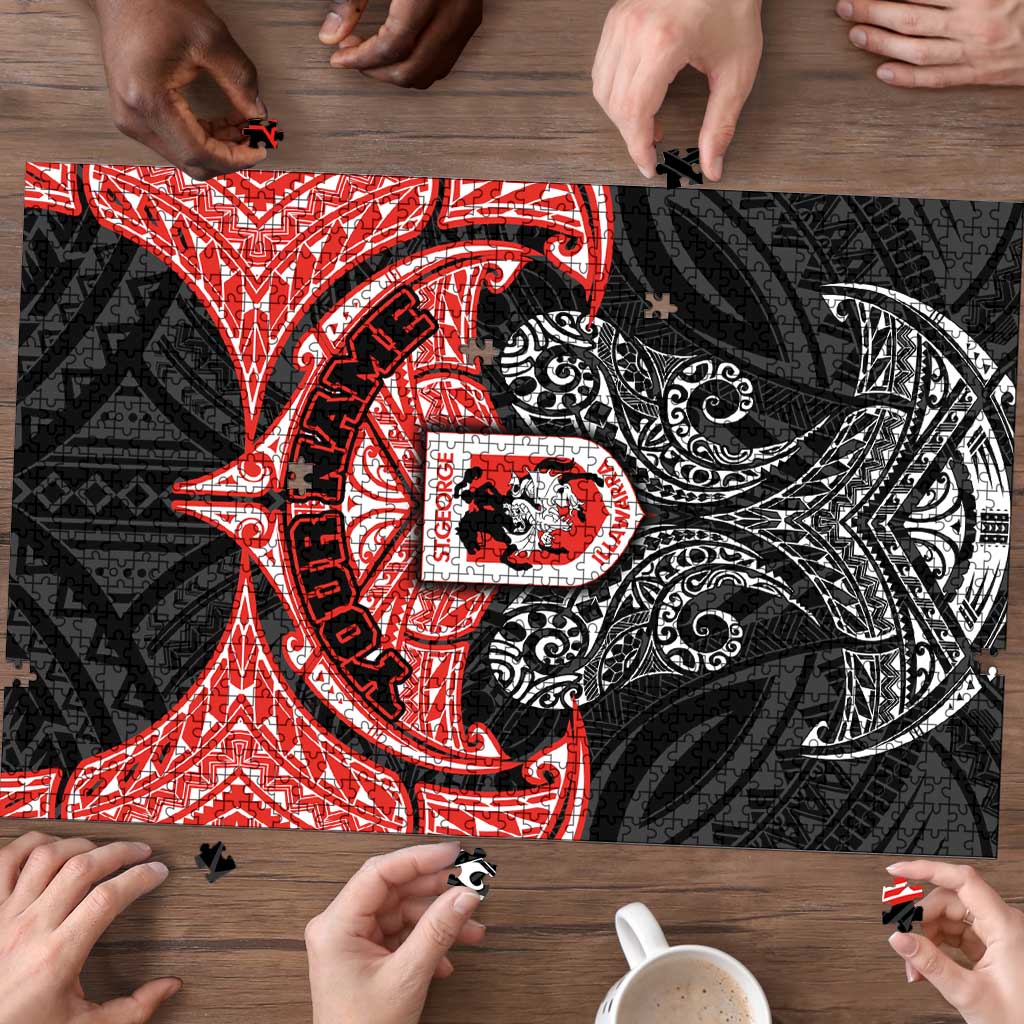Personalized St. George Illawarra Dragons Puzzle Polynesian Tribal Pattern Style