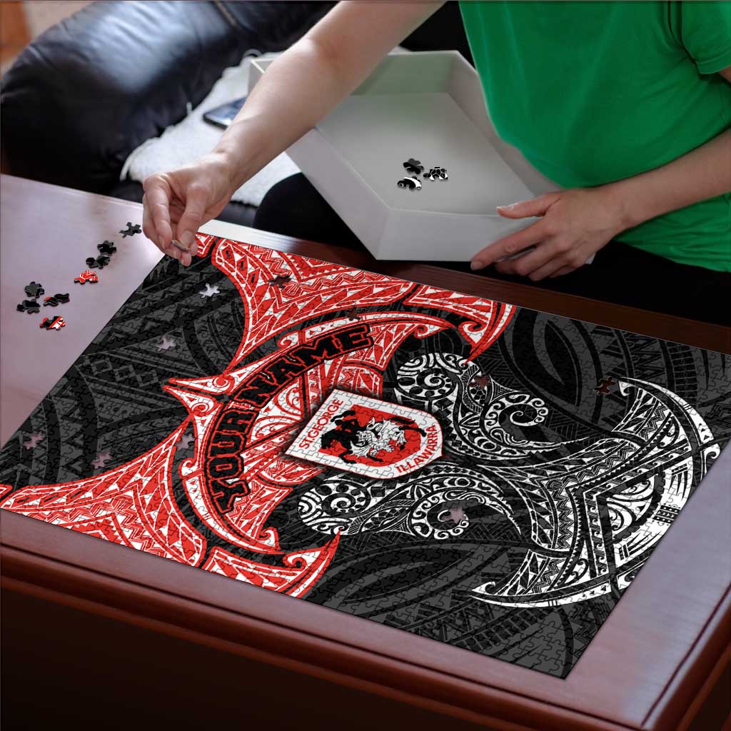 Personalized St. George Illawarra Dragons Puzzle Polynesian Tribal Pattern Style