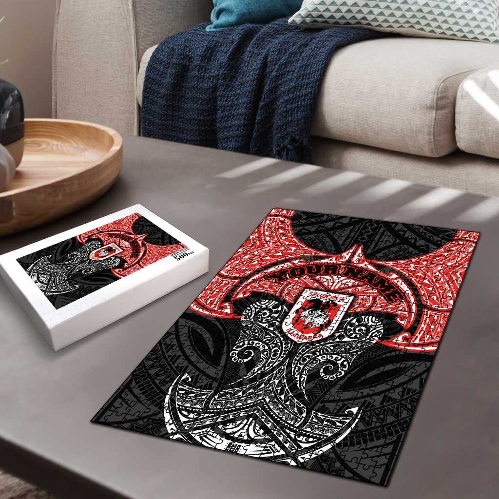 Personalized St. George Illawarra Dragons Puzzle Polynesian Tribal Pattern Style