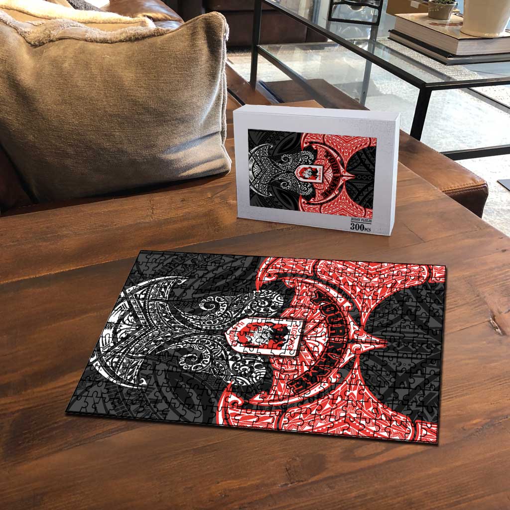 Personalized St. George Illawarra Dragons Puzzle Polynesian Tribal Pattern Style