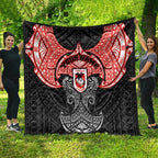Personalized St. George Illawarra Dragons Quilt Polynesian Tribal Pattern Style