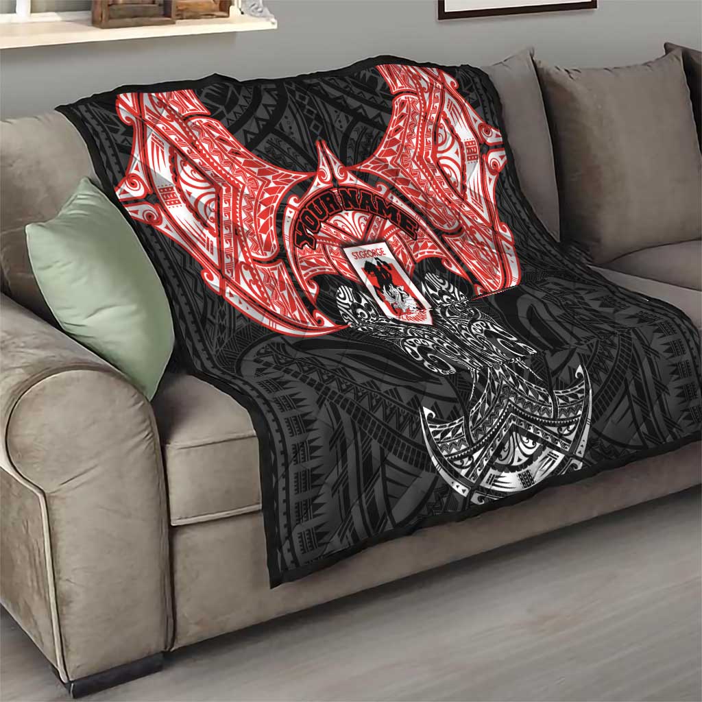 Personalized St. George Illawarra Dragons Quilt Polynesian Tribal Pattern Style