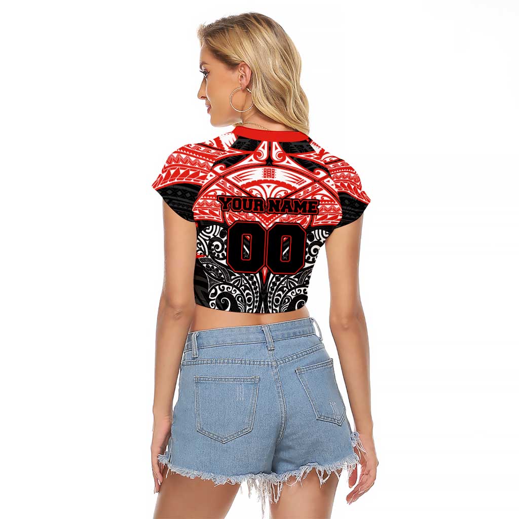Personalized St. George Illawarra Dragons Raglan Cropped T Shirt Polynesian Tribal Pattern Style