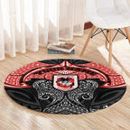 Personalized St. George Illawarra Dragons Round Carpet Polynesian Tribal Pattern Style